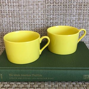 Vintage Fitz And Floyd Solid Yellow MCM Contemporary Set Of Coffee Tea Mugs